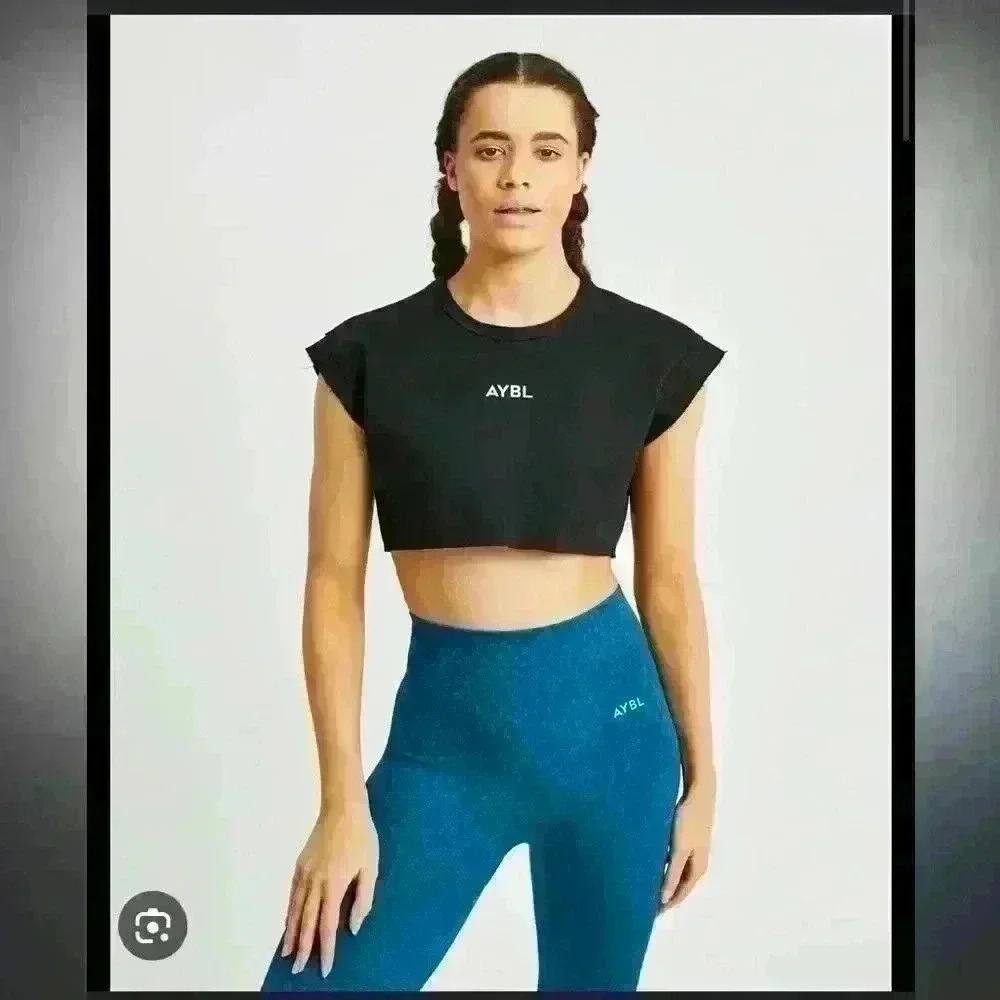 NWT AYBL  Training Crop Top - Black